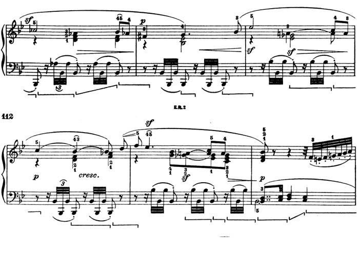 Acentuación sincopada en el segundo movimiento de la sonata 17 de Beethoven