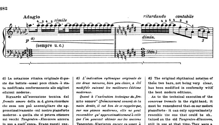 Ejemplo en la sonata 31 con cambios de digitación, Beethoven