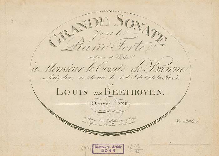 Beethoven Piano Sonata 11 Primera edición
