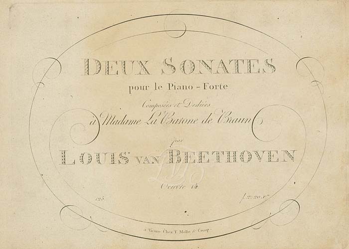 Beethoven Piano Sonata 10 Primera edición