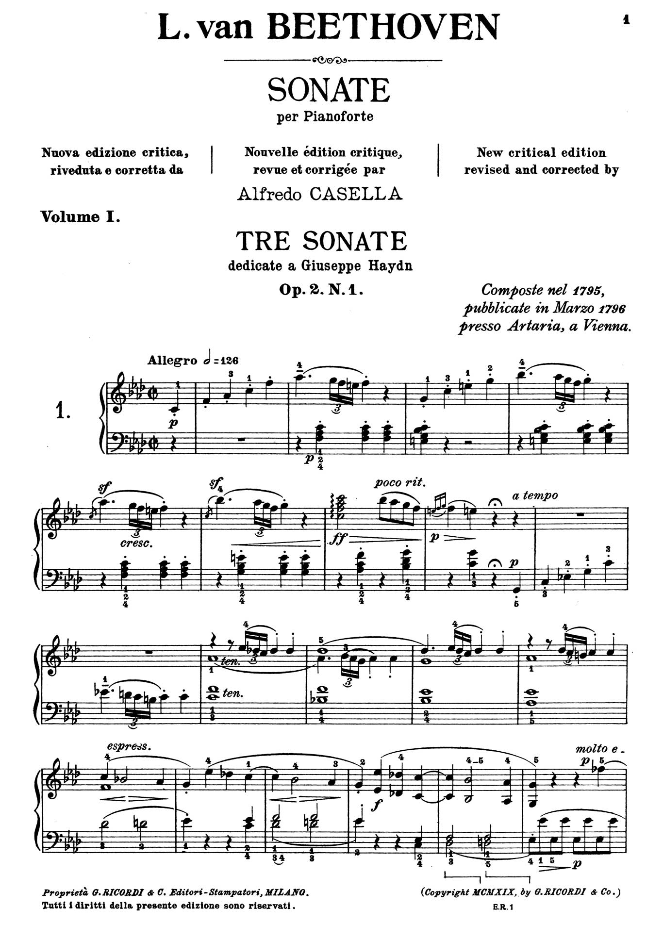 Beethoven Piano Sonata 1-1 sheet music