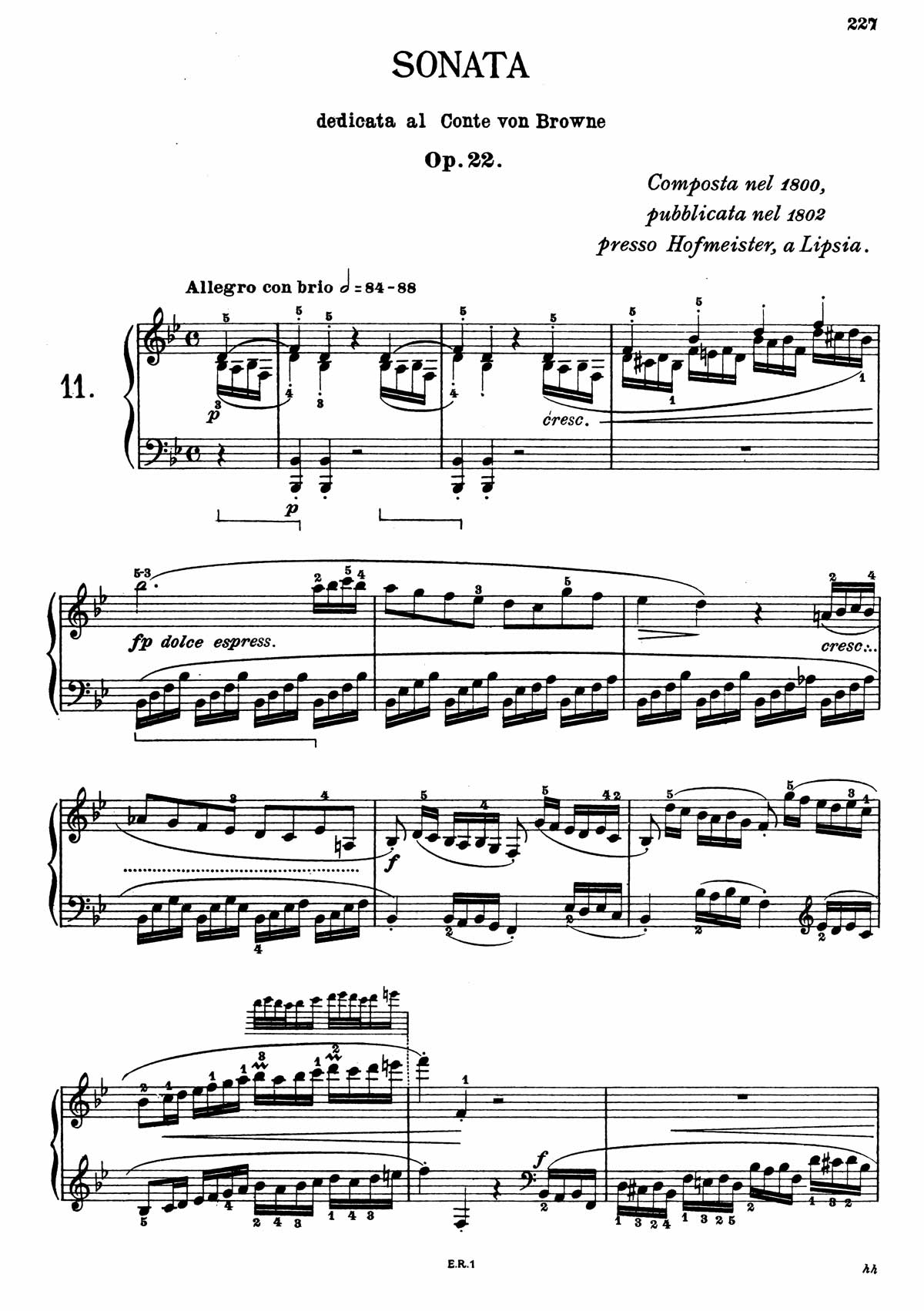 Beethoven Piano Sonata 11-1 sheet music