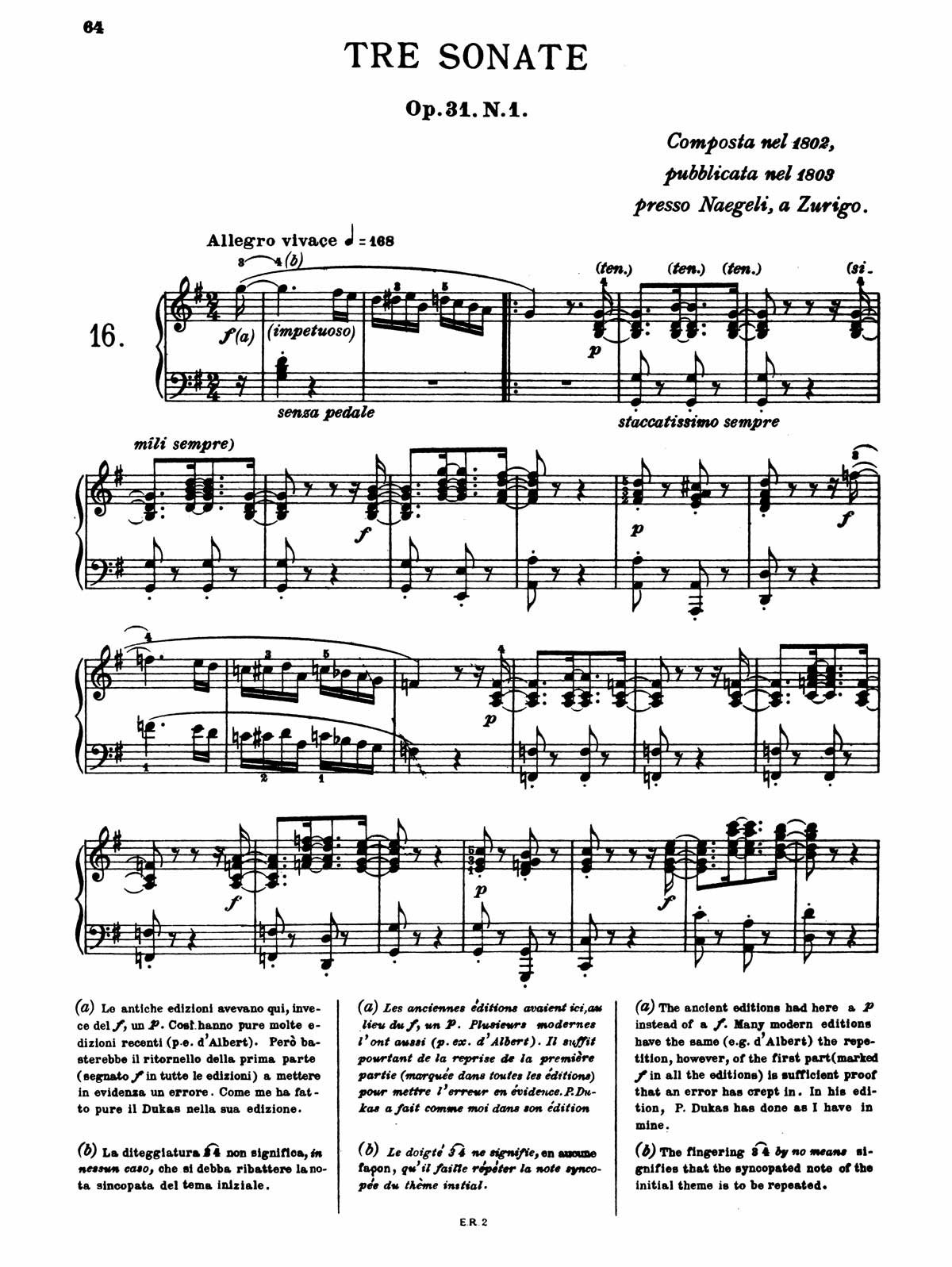 Beethoven Piano Sonata 16-1 sheet music
