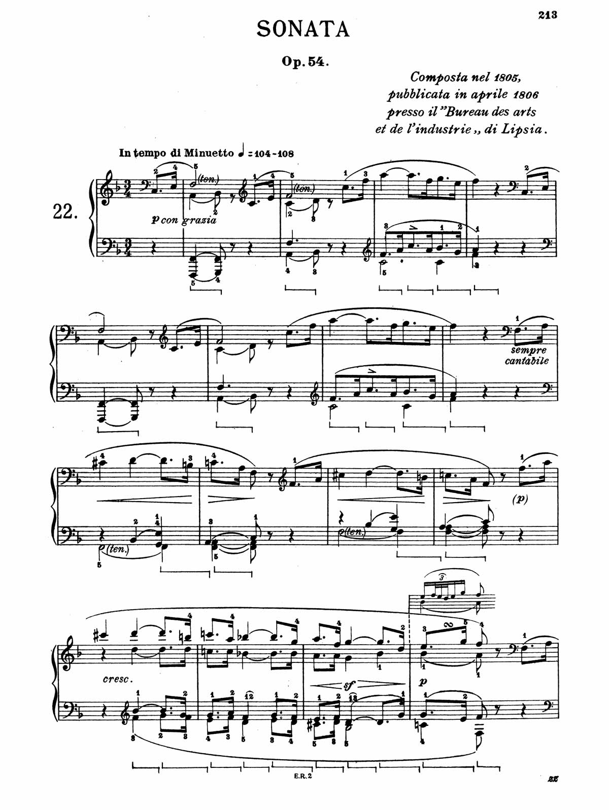 Beethoven Piano Sonata 22-1 sheet music