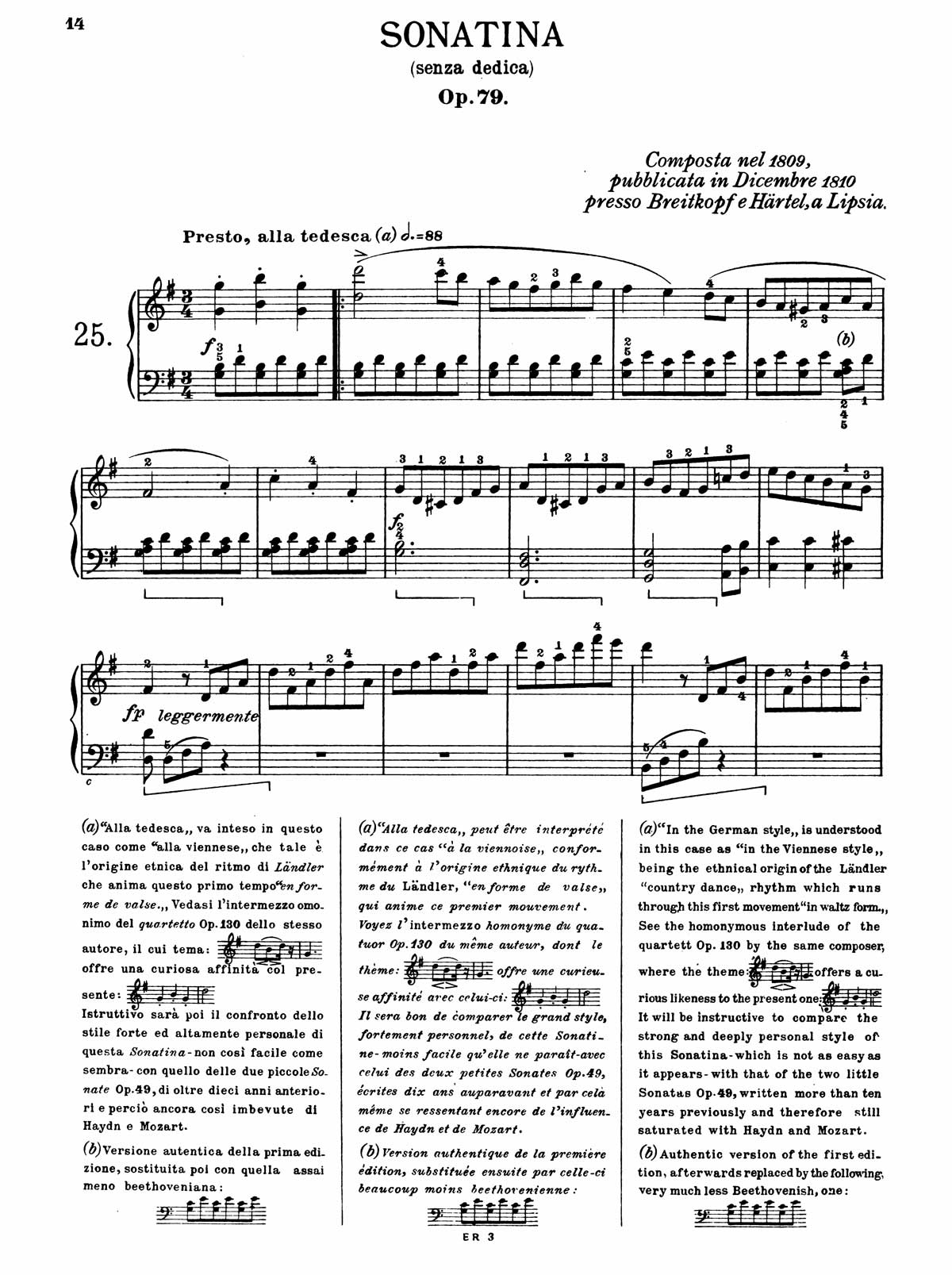 Beethoven Piano Sonata 25-1 sheet music