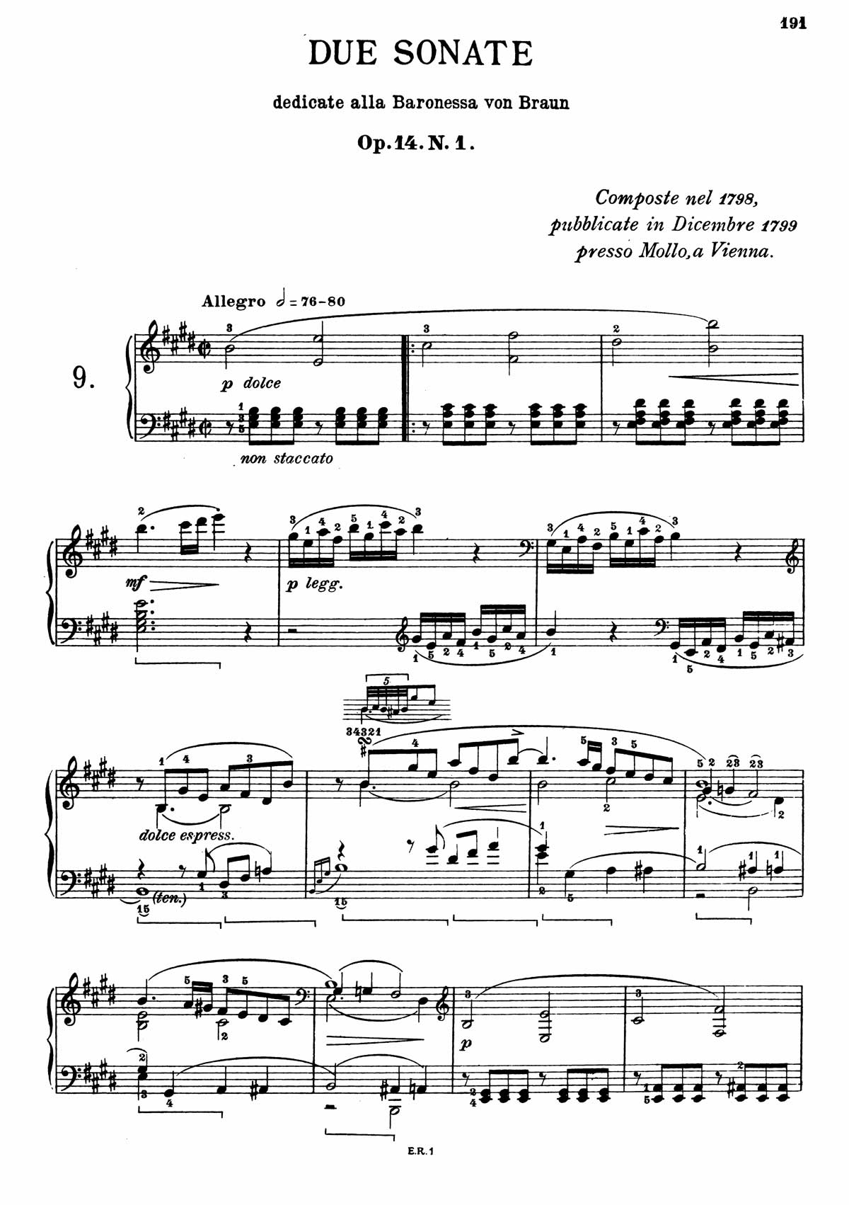 Beethoven Piano Sonata 9-1 sheet music